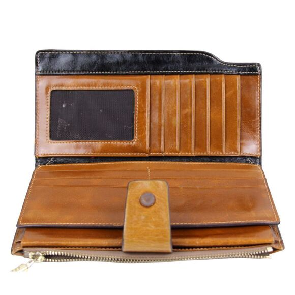 HANDCRAFTED TAN BROWN GENUINE LEATHER ID CARD COIN BILL HOLDER BIFOLD WALLET - Picture 10 of 13